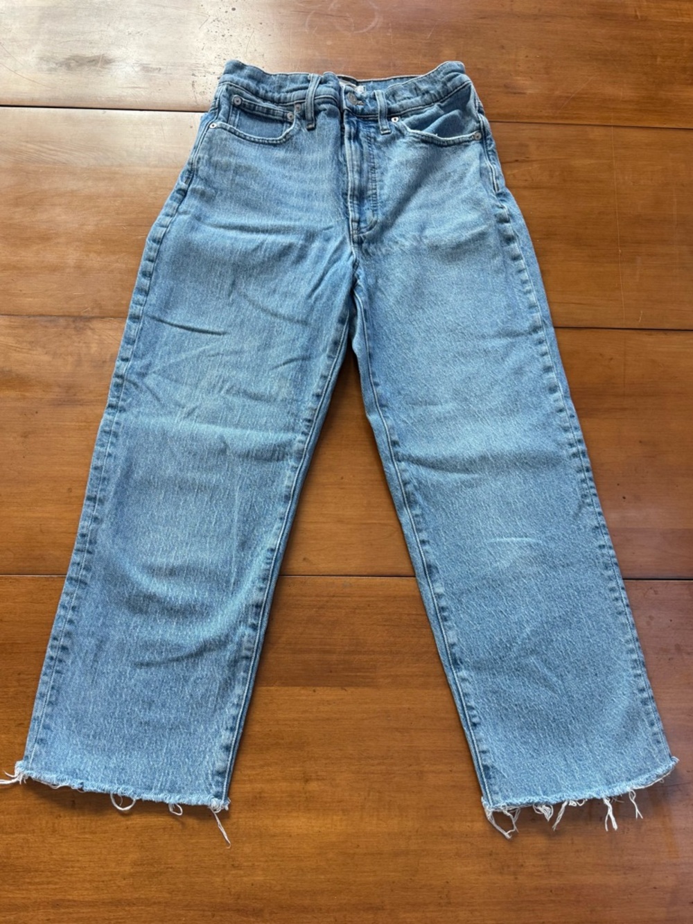 Madewell The Perfect Vintage Straight Jeans Light Wash Raw Hem Sz 27
